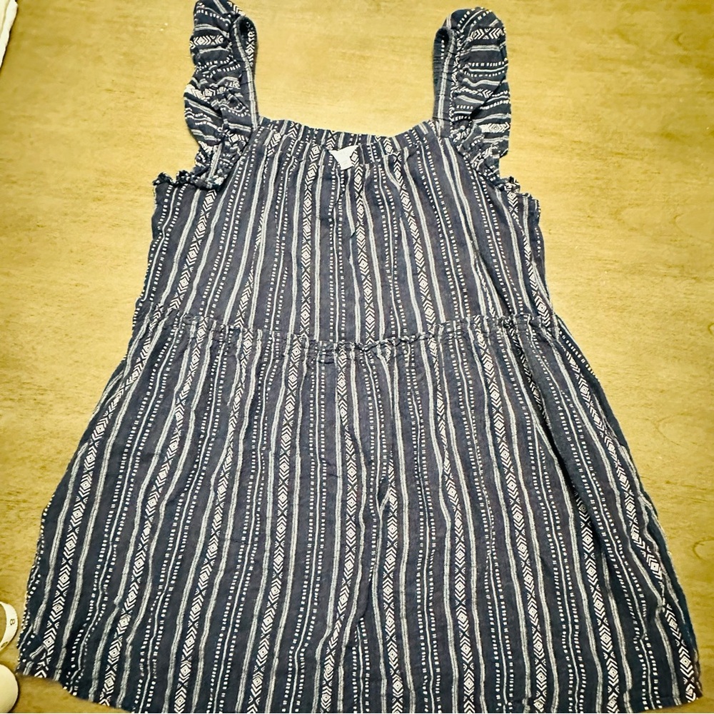 TIME and TRU Navy Blue Patterned Mini Dress